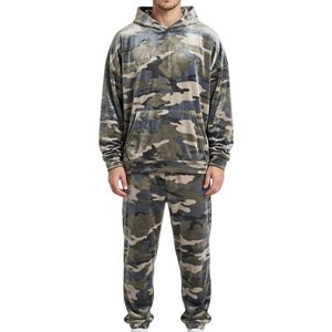 Velvet Tracksuit Men Jogging Suit Velour Full <b>Zip</b> <b>Hooded</b> Sweatsuit Two Piece Set Luxury Loungewear Winter Training Sports Suit - Product Image 5