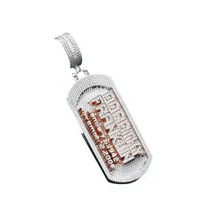 High Quality Two Tone Sterling Silver Gold Plated Pendant Customized Moissanite Name Charm Iced Unisex Rapper Handmade Wholesale - Product Image 1