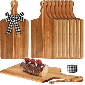 Planche à découper en bois de Cacahuète avec poignées, planche de service en bois pour cuisine, vente en gros avec ruban à carreaux - Product Image 1