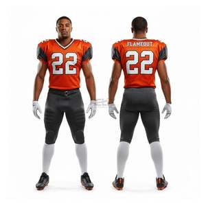 Ensemble de maillot de football américain pour compétition d'équipe, en polyester respirant et anti-humidité, imprimé par sublimation, col en V, manches courtes - Product Image 4