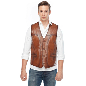 Premium Breathable <b>Men's</b> Genuine <b>Leather</b> <b>Vest</b>-Custom Slim Fit Winter Black Waistcoat with Classic Button Closure - Product Image 1