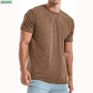 เสื้อยืดคอตตอนถักทรงโอเวอร์ไซส์สำหรับผู้ชาย น้ำหนัก 230 กรัม ผ้าคอตตอนหนา 100% ระบายอากาศได้ดี ลวดลายวินเทจฟอกสี  โลโก้ด้านหน้าปรับแต่งได้ - Product Image 2