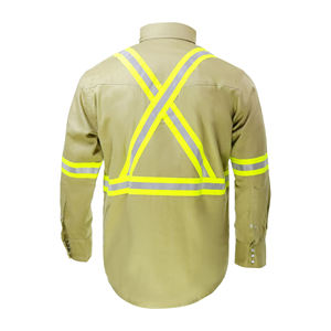 Polo unisexe haute visibilité en polyester rose et bleu marine avec bandes réfléchissantes, certifié CE/EU, vêtements de travail - Product Image 4