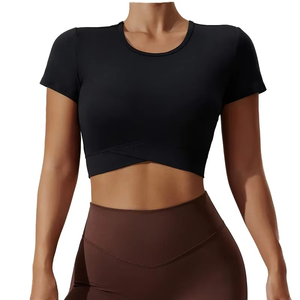 Camisetas cortas personalizadas de algodón, extragrandes, lisas, blancas, holgadas, deportivas, transpirables, para gimnasio, personalizadas para mujer - Product Image 5