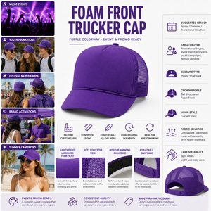 Foam Front Trucker <b>Cap</b> Custom Embroidery Mesh Back Adjustable Snapback Unisex Casual <b>Hat</b> 6-Panel Design - Product Image 3