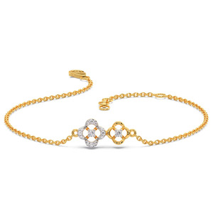 สร้อยข้อมือโซ่ลายดอกไม้รูปโคลเวอร์คู่ประดับเพชร - Product Image 1