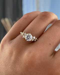 Moissanite 1CT Round Cut Diamond Cluster Ring <b>For</b> Women's original 925 Silver With Rhodium Plated <b>For</b> Bridal Promise <b>Gift</b> <b>Her</b> - Product Image 2