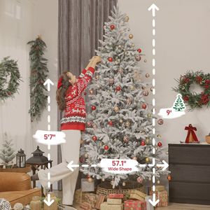 Albero di Natale Artificiale Pre-Illuminato da 2,1 m con Rami Realistici in PE, Facile da Montare, Albero di Natale a Cerniera, Abete Pieno Effetto Ghiacciato - Product Image 3