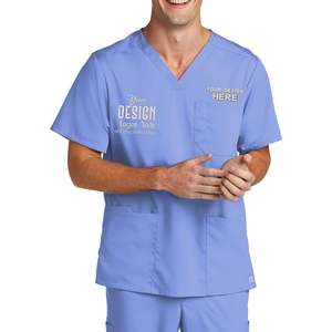 Camisas de Trabajo Unisex WW5068 para Hombre con Cuello en V y Bolsillo, Logotipos y Textos Bordados, Uniformes de Hospital Multicolores - Product Image 4