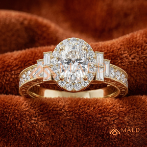 Bague de fiançailles en or avec trois pierres de moissanite taille ronde pour femme, élégant bijou de mariée, cadeau - Product Image 1