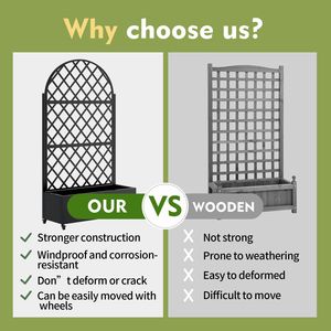 Tondo in metallo fioriera con 4 ruote rialzato letto da giardino e traliccio schermo di Privacy per piante rampicanti ortaggi e viti - Product Image 4