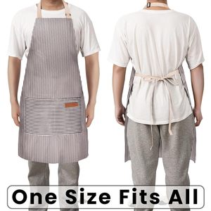 Tablier rayé avec 2 poches, bretelles réglables, unisexe, <span class=keywords><strong>pour</strong></span> adulte, <span class=keywords><strong>pour</strong></span> la <span class=keywords><strong>cuisine</strong></span> - Product Image 4
