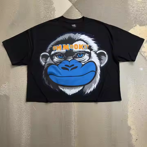 Camiseta Gráfica Extra Grande Personalizada con Estampado de Cara de Mono Azul, 100% Algodón, Ropa Urbana para Hombre, Mujer, Unisex, OEM, ODM, Venta al Por Mayor - Product Image 2