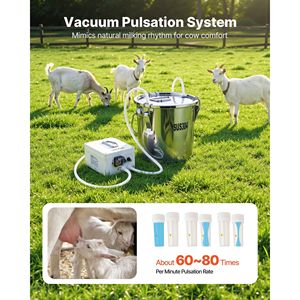 Mungitrice per Capre Senza Fili con Batteria Ricaricabile da 5200 mAh, Secchio in Acciaio Inox per Alimenti da 0,8 Galloni/3L, 2 Tazze con Tettarella - Product Image 5