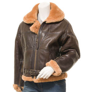 Veste bomber en cuir d'agneau véritable pour femmes, écologique, respirante, à double col, style streetwear pour femmes - Product Image 1