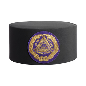 Grand Master Blue Lodge Crown Cap Black Premium <b>Purple</b> Gold Embroidery Custom Made Premium <b>Purple</b> Background Gold Embroidered - Product Image 1
