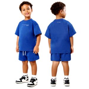 Ensemble short et t-shirt pour enfants, imprimé lettres USA, décontracté d'été, en fibre de bambou, deux pièces, hors taxes - Product Image 6