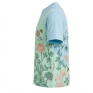 T-shirt à manches courtes pour homme, imprimé floral, col rond, coupe classique, coton, style décontracté, couleur fraîche, faible MOQ - Product Image 3