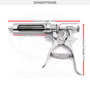 30ml Hank Roux Revolver Syringe Lure Lock Hub Brass Metal Body Glass Barrel Multi Dose 1 to 5 ml Veterinary Automatic Syringe - Product Image 4