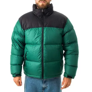 Men's Winter Hooded Puffer Jacket <b>Colour</b> Blocking Stand Collar Zipper Closure Casual Style Nylon Shell Polyester Wadding - Product Image 5