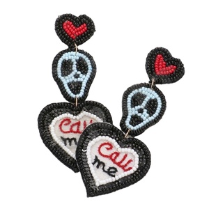 Glamour Hippy Vintage Style Designer Beaded Earrings for Women Patriotic <b>Memorial</b> Day Orange White Blue Colour for Weddings - Product Image 1