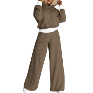 Wholesale Cropped Hoodie and Jogger Set Woman Workout Crop <b>Top</b> Hoodie Plain Crop Sweater for Ladies - Product Image 6