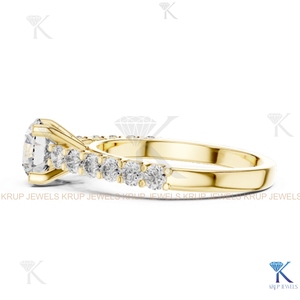 Bague de Fiançailles et d'Anniversaire de Luxe en Or Massif 14K avec Diamant Cultivé en Laboratoire Certifié IGI E VVS2, Halo Caché et Pavé Milgrain - Product Image 3