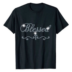 <b>Men's</b> Black O-Neck Short Sleeve 100% Cotton T-<b>Shirt</b> with Front Gold Rhinestone <b>Skull</b> Design Breathable & Eco-Friendly - Product Image 5