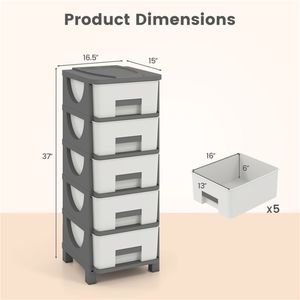5 <b>Drawer</b> Vertical <b>Slim</b> Organizer PP Storage Cabinet for Bedroom <b>Bathroom</b> or Office - Product Image 5