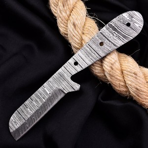 Cuchillo de caza de hoja fija personalizado de acero de Damasco, forjado de espiga completa, tipo Bull Cutter, en bruto para bricolaje, Kit OEM/ODM - Product Image 4