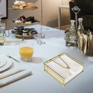 Porte-serviettes carré en métal doré avec barre à ressort en fil métallique, décoration de table moderne - Product Image 4