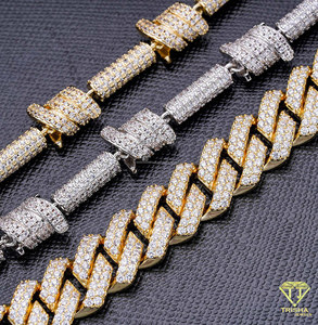 Chaîne cubaine en moissanite et diamant, en argent sterling 925, bijoux de luxe style hip-hop, collier pour hommes et femmes, importateurs de bijoux - Product Image 5