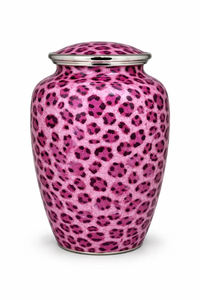 Urna Funeraria Metálica con Estampado de Leopardo Rosa, Recuerdo para Adultos, Diseño Personalizado, Recipiente para Cenizas Conmemorativas - Product Image 2