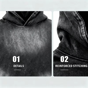 Custom Unisex Winter Oversized Crop Knitted Terry Streetwear Puff Printed Pullover Hoodie 100% Cotton 460g - Product Image 3