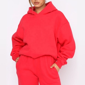 Custom High Quality Embroidery Printed Sweatshirt Cotton <b>Plus</b> <b>Size</b> Women's Hoodies & Sweatshirts <b>Lounge</b> Wear <b>Set</b> - Product Image 4