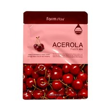 Maschera Viso Biologica Farmstay all'Acerola, 10 Fogli, Confezione Singola, Sconto Vitamina C Sbiancante, Differenza Visibile - Product Image 1