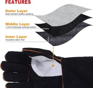 Welding <b>Gloves</b> Made Of High Quality Double Layer Cowhide Leather Custom Design Industrial Construction Welder <b>Gloves</b> - Product Image 4