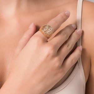 Geometric Cocktail <b>Ring</b> 18K Gold Plated Cubic Zirconia Women's Modern Party Jewelry Pave Setting Fashion <b>Rings</b> - Product Image 4