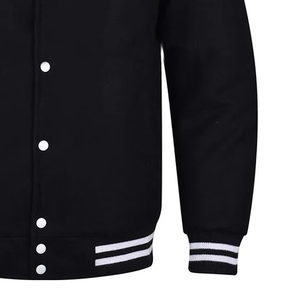 Blouson universitaire homme bleu marine et rouge tendance, avec blocs de couleur, col montant, fermeture éclair, coupe-vent décontracté en polaire brodé - Product Image 6