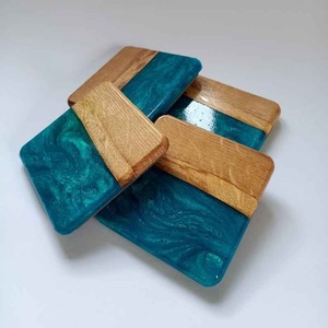 Premium Epoxy Resin Coasters Set Round Square Decorative Home <b>Table</b> <b>Mat</b> Wholesale - Product Image 3