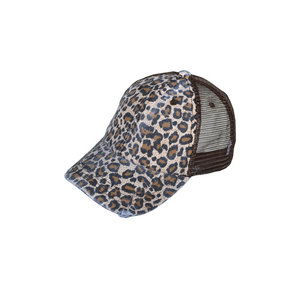 Leopard Print 6-Panel Trucker <b>Hat</b> Mesh Fabric Unisex Adjustable Casual Cap Spring <b>Summer</b> Style - Product Image 5