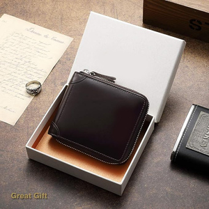 Cartera Corta con Cierre OEM de Alta Calidad, Cuero Genuino Marrón Encerado, Logotipo Personalizado, MOQ Bajo, Carteras Modernas con Múltiples Ranuras para Tarjetas - Product Image 6
