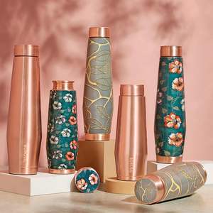 Bouteille en cuivre 100% pur, propriétés antioxydantes <span class=keywords><strong>du</strong></span> cuivre, bouteille design imprimée pour la maison, l'école et le bureau, hauteur 21 cm - Product Image 3