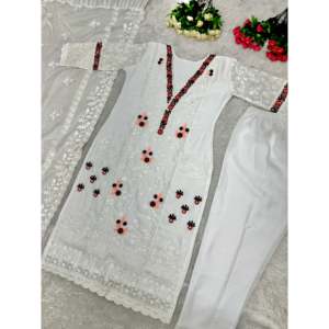Ropa y accesorios musulmanes tradicionales de diseñador Hermosa parte superior Dupatta con trabajo de bordado - Product Image 3