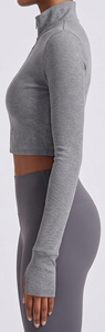 Chaquetas Deportivas Cortas Ajustadas para Mujer, Chaqueta de Yoga con Orificios para los Pulgares, Chaqueta Deportiva Corta con Cuello Alto para Mujer - Product Image 4