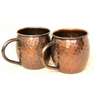 Taza de Bebidas de Cobre Martillado a Mano de Alta Resistencia con Borde Acanalado Clásico, Diseño Cilíndrico, en Venta - Product Image 6