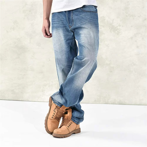 Jeans Casuales de Algodón para Hombre, Estilo Urbano, Unisex, Extra Holgados, Rectos, Azules, de Pierna Ancha, Pantalones de Mezclilla - Product Image 3