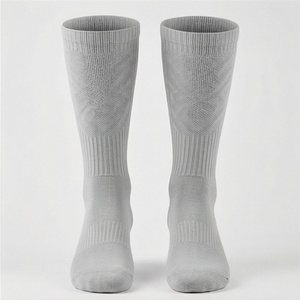 Knee High <b>Socks</b> Solid Gray 100 Cotton Breathable Knitted Casual Daily Wear Adult Autumn Standard Thickness - Product Image 1