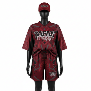 Conjunto de Pantalones Cortos de Fútbol para Mujer, Malla de Poliéster Premium Transpirable, Paneles Laterales Color Granate, Logotipo Personalizado por Sublimación, Conjuntos Femeninos 100% Algodón - Product Image 1