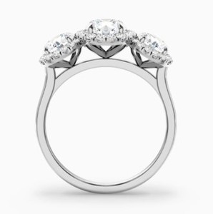 Three Stone Moissanite Claw Setting Wedding Engagement Party <b>Ring</b> 925 Sterling Silver White Gold Plated Luxury Trilology <b>Dainty</b> - Product Image 2